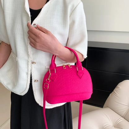 Women's Large Crossbody  Retro Felt Handbag with Makeup Organizer Solid-Color Casual Purse for Everyday Use Travel Shoulder Bag