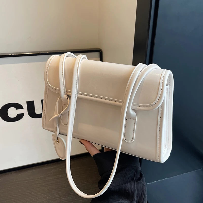 Fashion Red Shoulder Bags For Women Trendy Textured Solid Color Handbag Autumn Winter Versatile Female Underarm Pack
