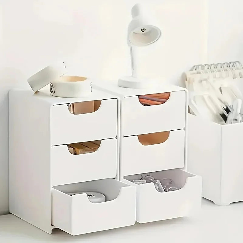 3-Tier Desk Organizer with Drawers - Ideal for Office Supplies, Jewelry & Cosmetics Storage - Portable Divider Box