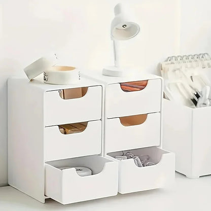 3-Tier Desk Organizer with Drawers - Ideal for Office Supplies, Jewelry & Cosmetics Storage - Portable Divider Box