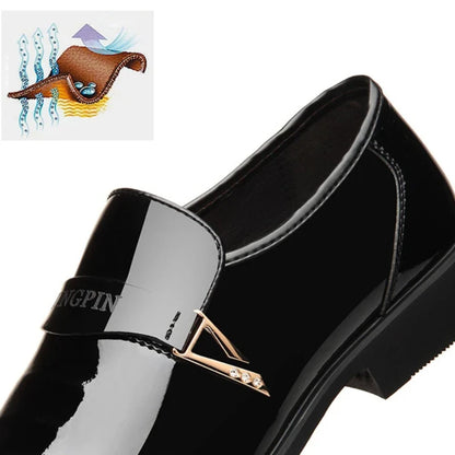 2026 Leather Shoes for Men Patent Leather Mens Casual Oxford Shoes Moccasin Glitter Male Footwear Designer Business Casual Shoes