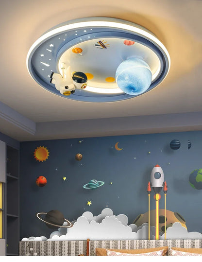 Children's room circular ceiling light moon astronaut light cartoon eye protection for children & baby LED light room decoration