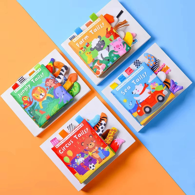 Montessori Education Baby Toys Busy Book Cartoon Animals Tail Interactive Parent-Child Fun Baby Cloth Book Baby Toys 0 6 Months