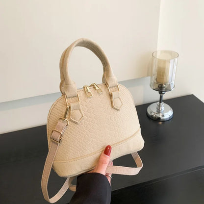 Women's Large Crossbody  Retro Felt Handbag with Makeup Organizer Solid-Color Casual Purse for Everyday Use Travel Shoulder Bag
