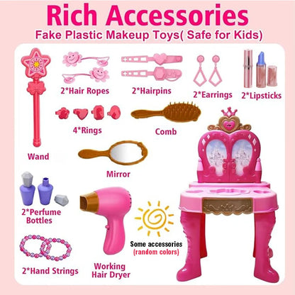 Girls Makeup Toys Woman Career Role Play Toys Inductive Door-opening Pretend Beauty and Fashion Sets Hair Styling for Kids Child