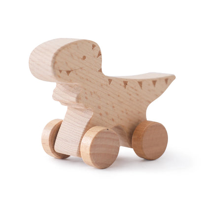 Montessori Wooden Toys Dinosaur Car Education Wooden Blocks Baby Toys From 3-5 Years Black Walnut Wooden Car Toys For Children