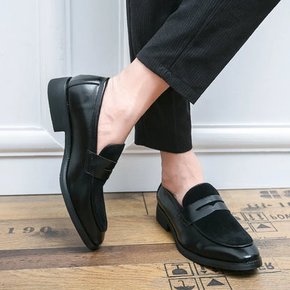 Summer Men Genuine Leather Casual Shoes Mens Wedding Black Dress Shoes Mens Banquet Loafers Blue Outdoor Walking Shoes Big Size