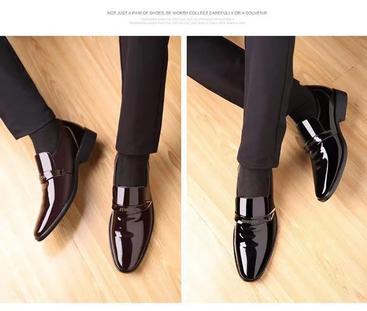 2026 Leather Shoes for Men Patent Leather Mens Casual Oxford Shoes Moccasin Glitter Male Footwear Designer Business Casual Shoes