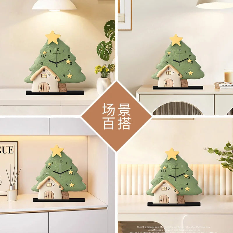 Christmas Decoration Desktop Clock Desktop Clock Creative Desk Clock High-end Living Room Clock Small Ornament