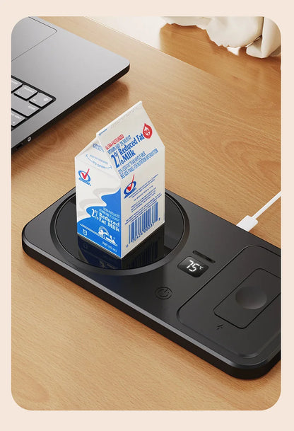 2 in 1 Coffee Mug Warmer Wireless Charger Multi-functional Cup Heating Pad 3 Gear Temperature Warmer Coaster For Milk Tea Water