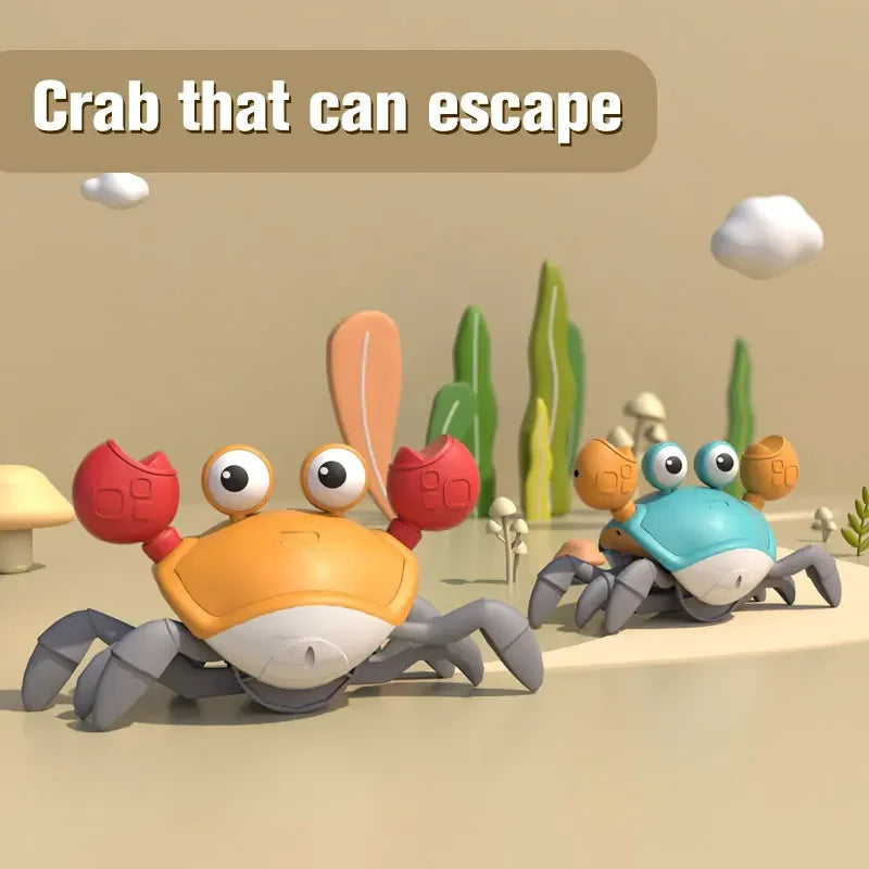 Mechanical Crab Escape Crabs Baby Crawling Crab Musical Dancing Moving Toy Run Away Toy for Babies Crawling Interactive Toys