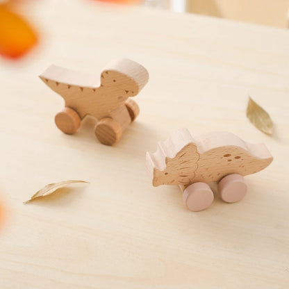 Montessori Wooden Toys Dinosaur Car Education Wooden Blocks Baby Toys From 3-5 Years Black Walnut Wooden Car Toys For Children
