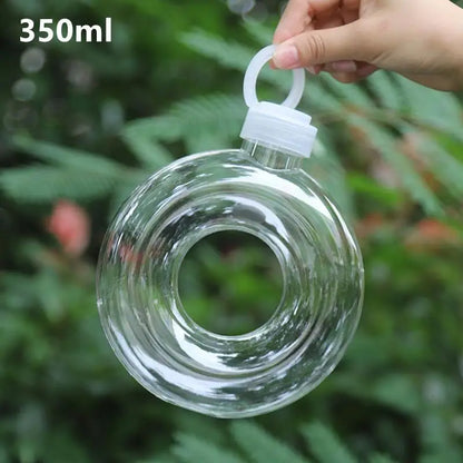 350ML Cute Donut Water Bottle Leak-Proof Travel Cup Children Anti Fall Transparent Drinking Bottle Sports Water Bottle
