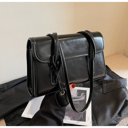 Fashion Red Shoulder Bags For Women Trendy Textured Solid Color Handbag Autumn Winter Versatile Female Underarm Pack