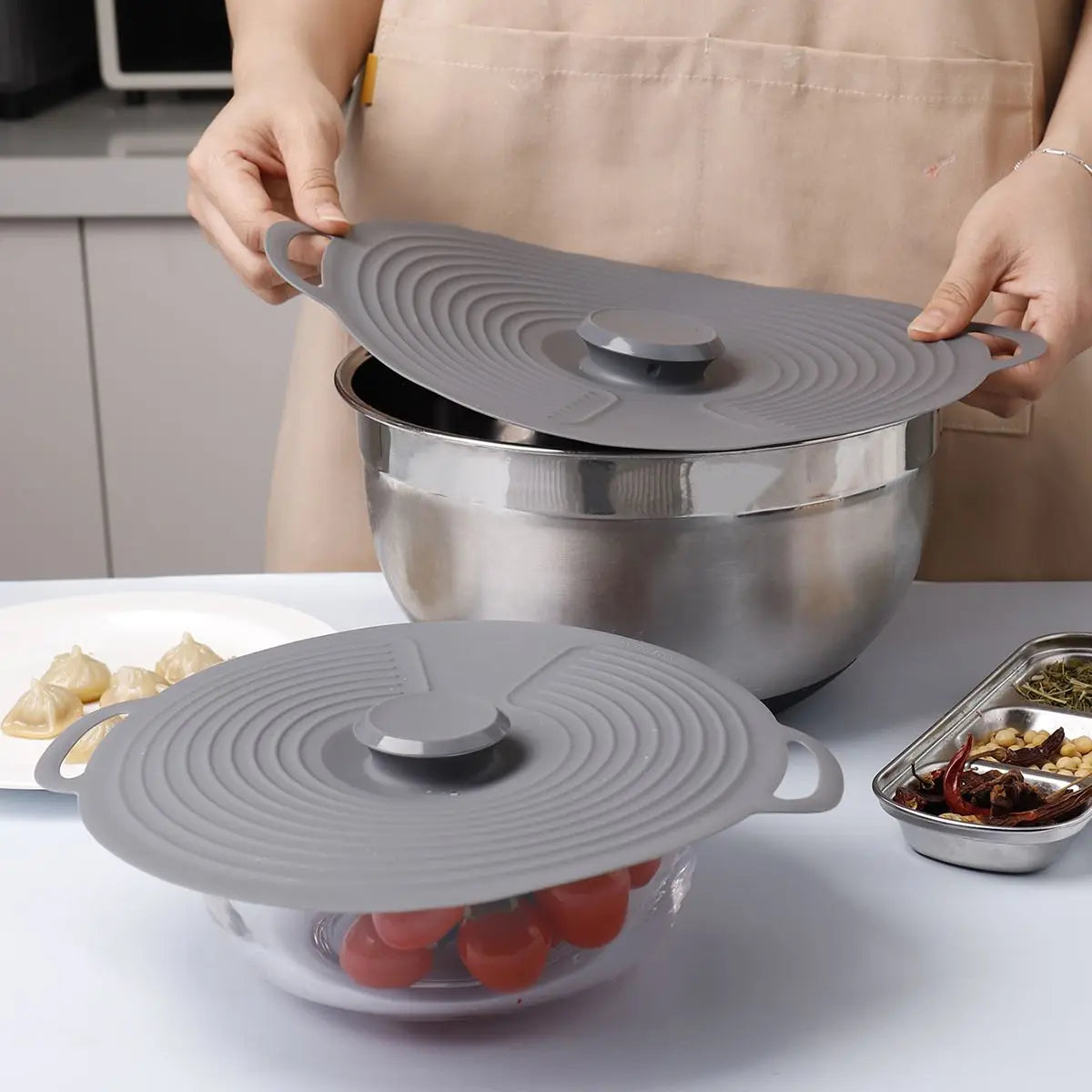 Food Grade Silicone Fresh-keeping Cover Circular Seal Spill-proof Lid Multi-functional High Temperature Resistance and Pot Cover