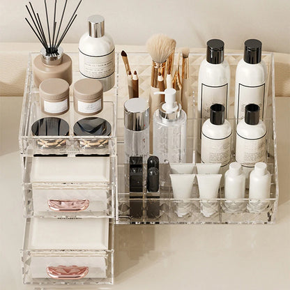 Makeup Organizer Cosmetic Organizer with Transparent Drawer - Multi-functional Lipstick & Cosmetic Organizer
