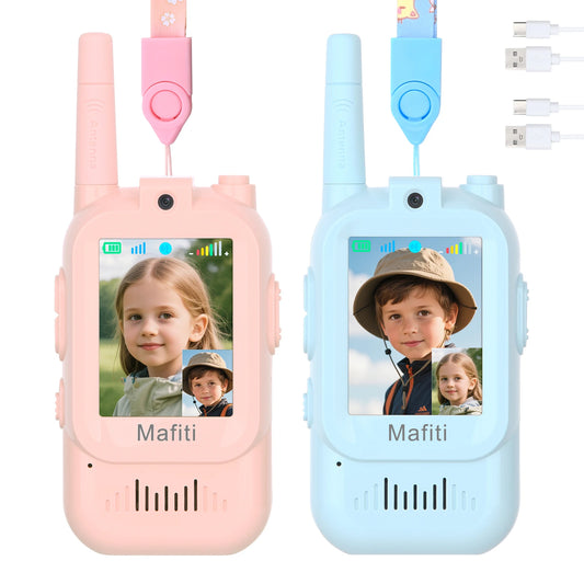 Mafiti Toys for Boys Girls Mini Video Walkie Talkies for Kids 2 Pack Rechargeable 1000 Feet Range Birthday Indoor Outdoor