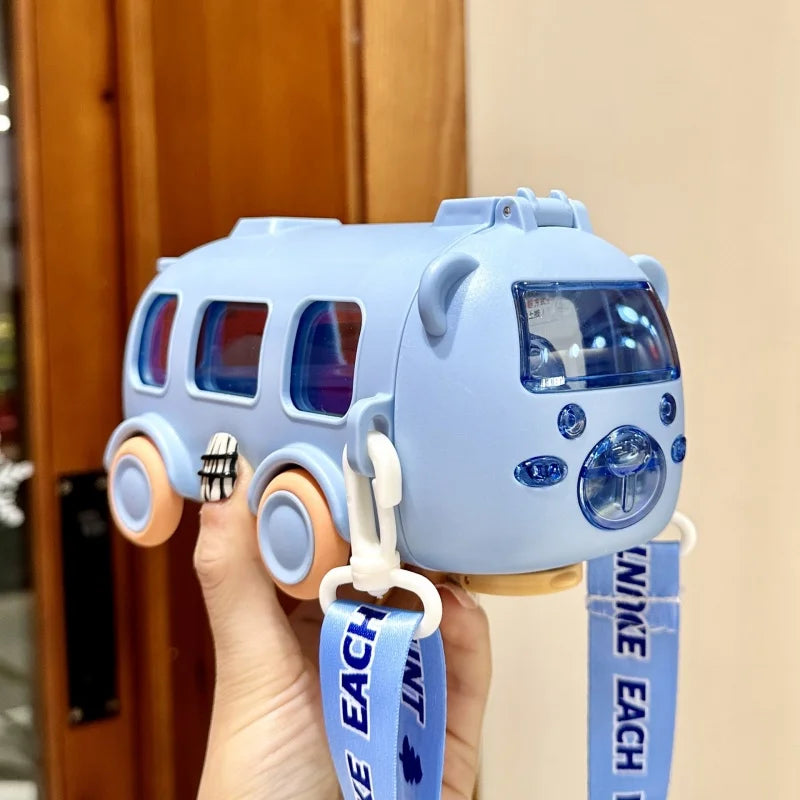 Cute Kids Water Bottle With Straw Fun 0.5L Car-Themed Drinkware For Toddlers Leakproof BPA-Free