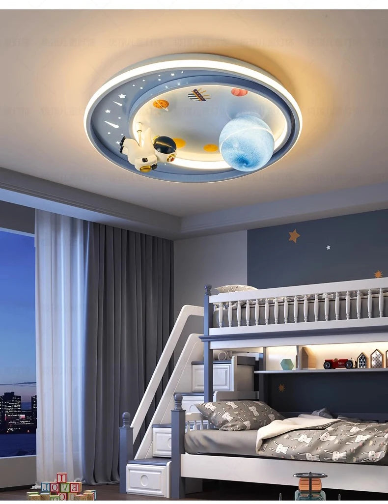 Children's Room Bedroom Ceiling Lights LED Moon Astronaut Unicorn Light Warm Romantic Baby Room Boy Girl Bedroom Ceiling Lamps