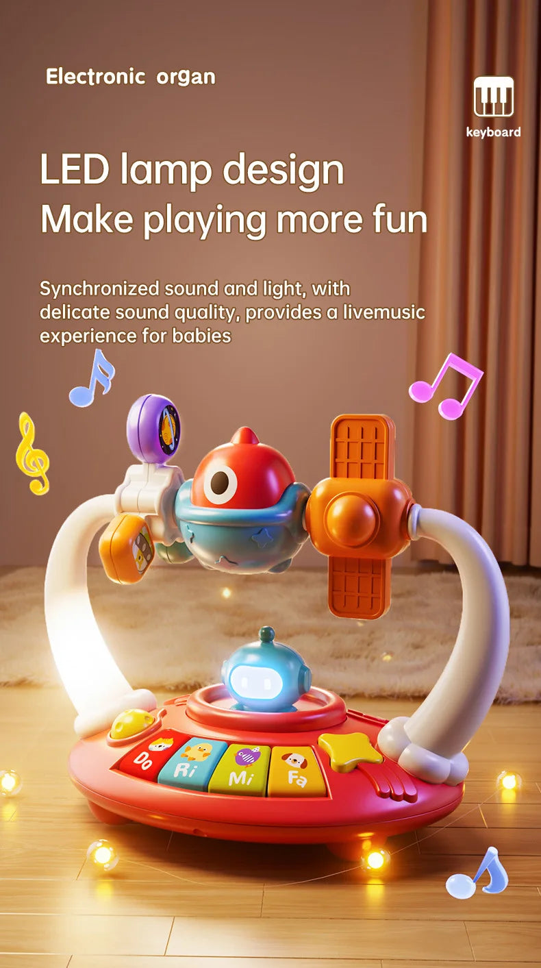 Baby Piano Toys Kids Rotating Music Piano Keyboard With Light Sound, Musical Toys For Toddlers, Early Educational Music Toy
