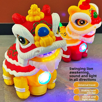Electric Lion DanceChildren's Electric Toys Wagging Their Heads and Wagging Their Tails, Light Music, Unisex Lion Dance Toys