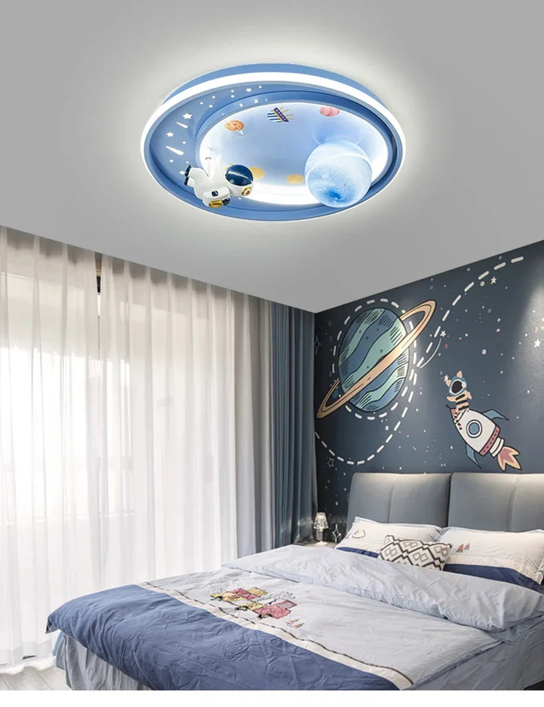 Children's room circular ceiling light moon astronaut light cartoon eye protection children's baby LED light room decoration