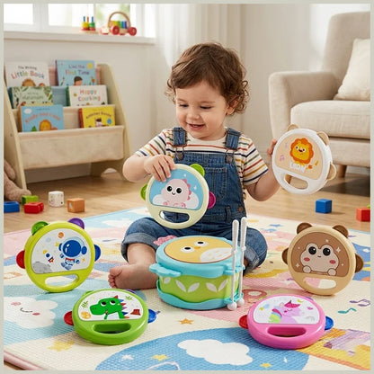 Baby Hand Drum Toys Montessori Musical Instruments Tambourine for Toddlers 1-3 Early Learning Percussion Music Toy