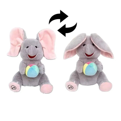 Hide And Seek Elephant Plush Toy Baby Head Up Training Soothing Singing Musical Doll New Born Gift For 3-12 Months