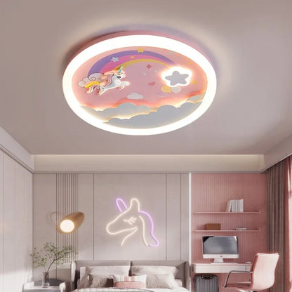 2026 Pink Rainbow Unicorn Light Princess Room Ceiling Lamps LED Warm Cute Nursery Children's Room Girl Bedroom Ceiling