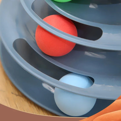 Turnable Toys 4 Levels for Cats Accessories Tower Tracks with Balls Cat Toy Interactive Intelligence Training with Fun Cat Stick