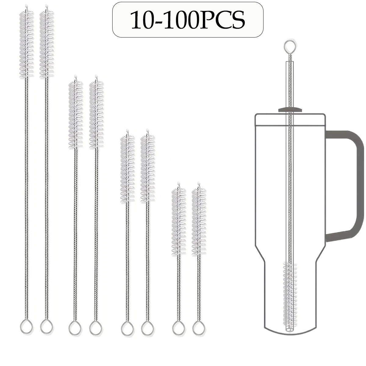 Straw Cleaner Brush Kit for Stanley - (4-Size) Extra Long Pipe Cleaners, Straw Cleaning Brush for Tumbler, Bottle