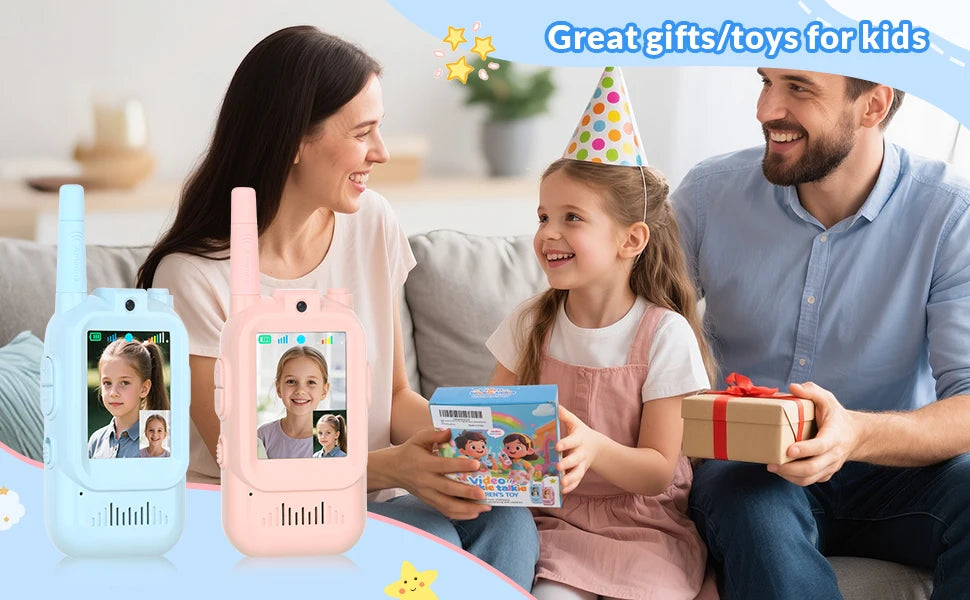 Mafiti Toys for Boys Girls Mini Video Walkie Talkies for Kids 2 Pack Rechargeable 1000 Feet Range Birthday Indoor Outdoor