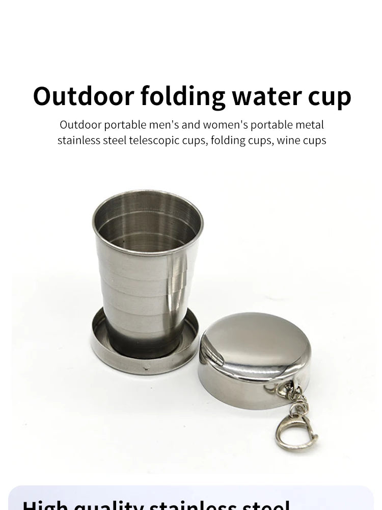 Outdoor Portable Camping Portable Metal Stainless Steel Telescopic Cups Folding Cups Drinks Cups.