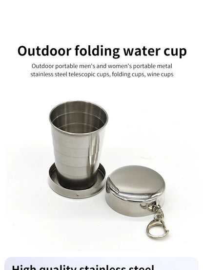 Outdoor Portable Camping Portable Metal Stainless Steel Telescopic Cups Folding Cups Drinks Cups.