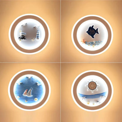 Marine Decorative Wall Lamps Mediterranean Bedside Cartoon LED Lighting Bedroom Background Lamp Cute Children's Room Wall Lights