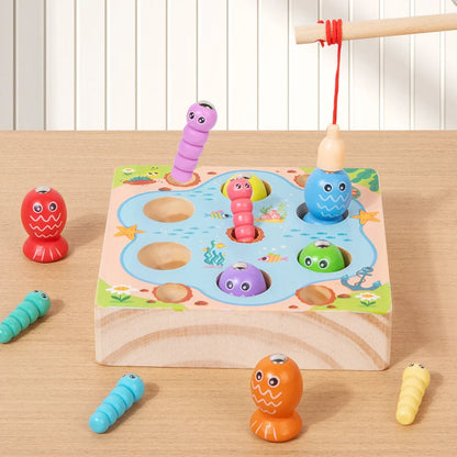 Children Wooden Fishing Game Toys Early Education Color Cognitive Toy Kids Interactive Games Toys for Gifts Fine Motor Skill
