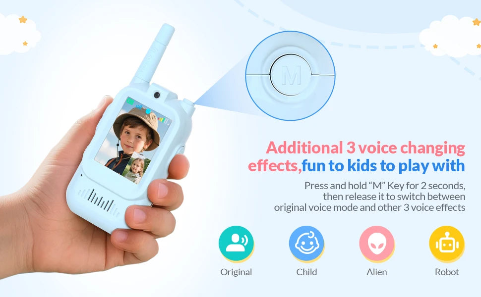 Mafiti Toys for Boys Girls Mini Video Walkie Talkies for Kids 2 Pack Rechargeable 1000 Feet Range Birthday Indoor Outdoor