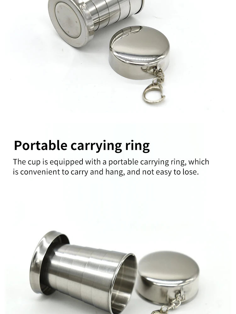 Outdoor Portable Camping Portable Metal Stainless Steel Telescopic Cups Folding Cups Drinks Cups.