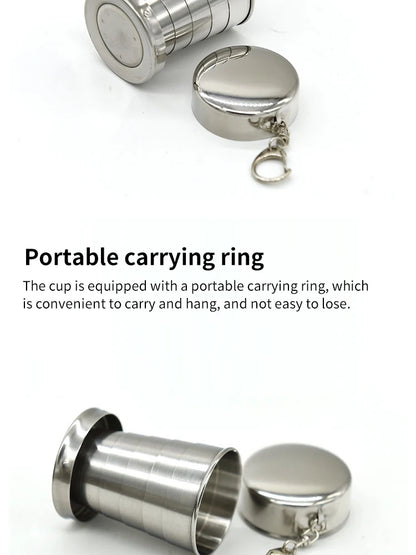 Outdoor Portable Camping Portable Metal Stainless Steel Telescopic Cups Folding Cups Drinks Cups.