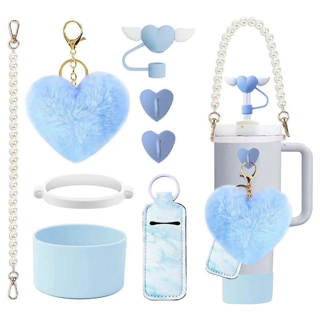 8pcs Tumbler Accessories Set for Stanley 40oz 30oz Cup with Handle, Straw Cover,Silicone Boot for Water Bottle Decor for Gift