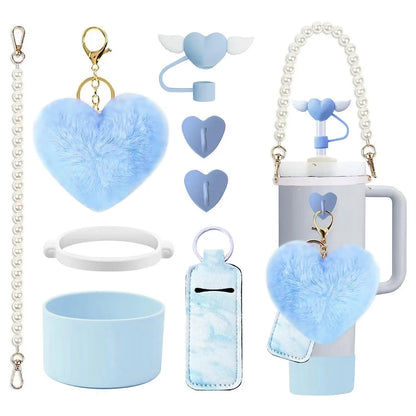 8pcs Tumbler Accessories Set for Stanley 40oz 30oz Cup with Handle, Straw Cover,Silicone Boot for Water Bottle Decor for Gift