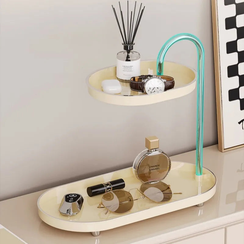 Makeup Organizer Tray Cosmetic Jewelry Lipstick Skincare Storage Shelf Perfume Watches Glasses Keys Rack Home Bathroom Holder
