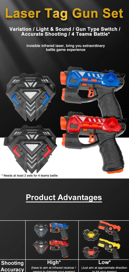 Children Infrared Battle Game Set Electric Toy Guns Laser Tag Gun Weapon with Target Kids Laser Strike Pistol for Boys Outdoor