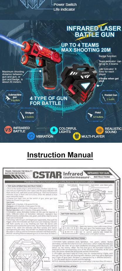 Children Infrared Battle Game Set Electric Toy Guns Laser Tag Gun Weapon with Target Kids Laser Strike Pistol for Boys Outdoor
