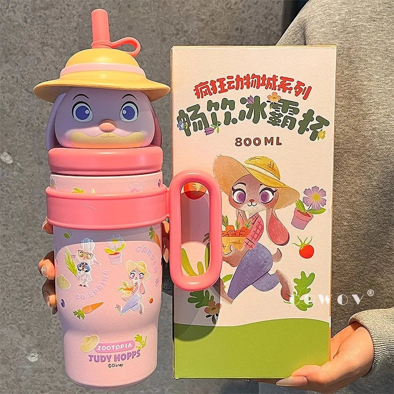 Adorable Animal Design Straw Tumbler, Leakproof Insulated Cup Student Gift