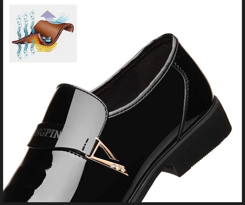 2026 Leather Shoes for Men Patent Leather Mens Casual Oxford Shoes Moccasin Glitter Male Footwear Designer Business Casual Shoes