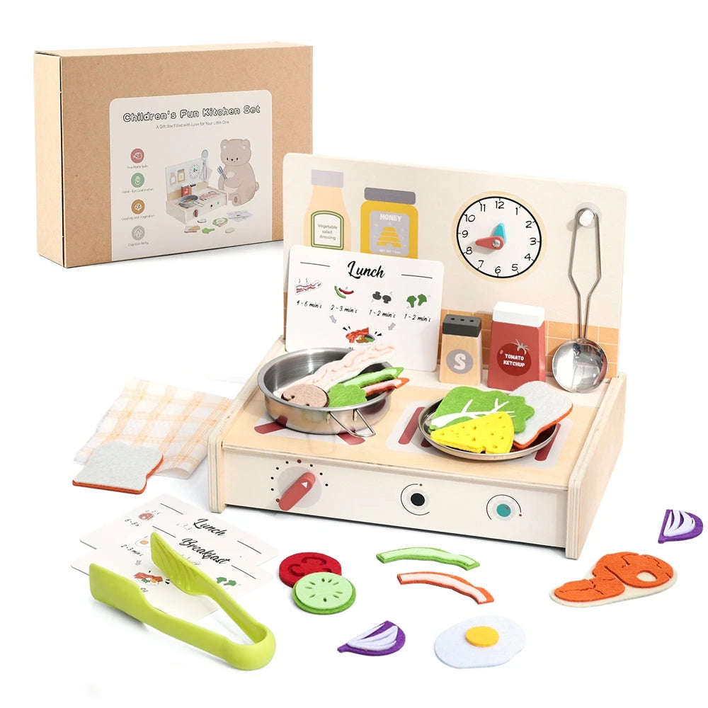 Wooden Kitchen Simulation Toy Set Baby Pretend Play Game Montessori Interactive Toys For Children Baby life Skills learning Toys