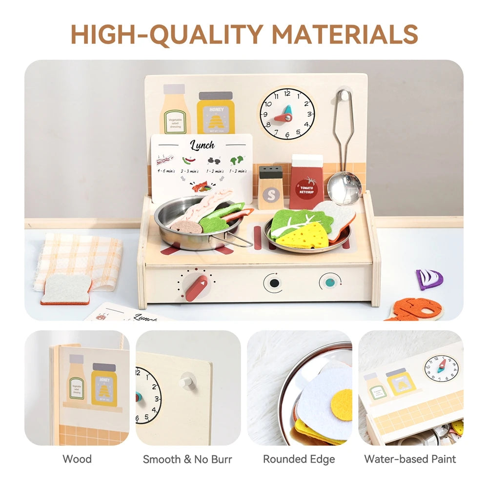 Wooden Kitchen Simulation Toy Set Baby Pretend Play Game Montessori Interactive Toys For Children Baby life Skills learning Toys