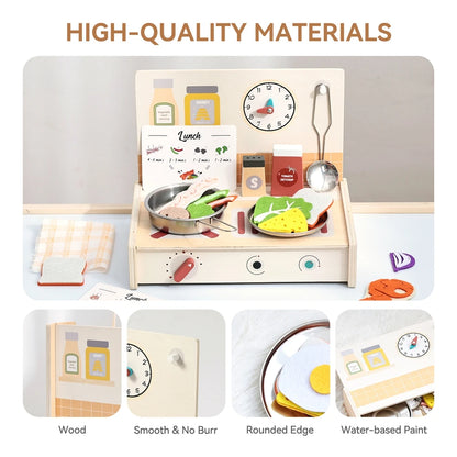 Wooden Kitchen Simulation Toy Set Baby Pretend Play Game Montessori Interactive Toys For Children Baby life Skills learning Toys