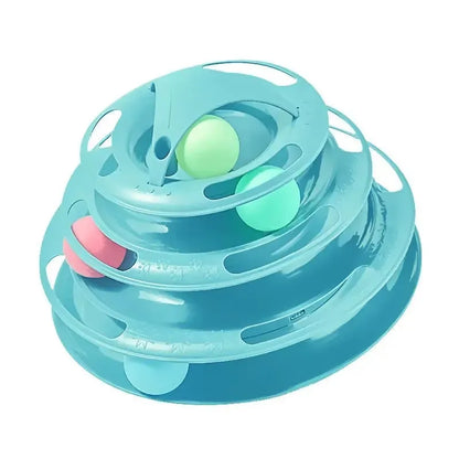 Turnable Toys 4 Levels for Cats Accessories Tower Tracks with Balls Cat Toy Interactive Intelligence Training with Fun Cat Stick